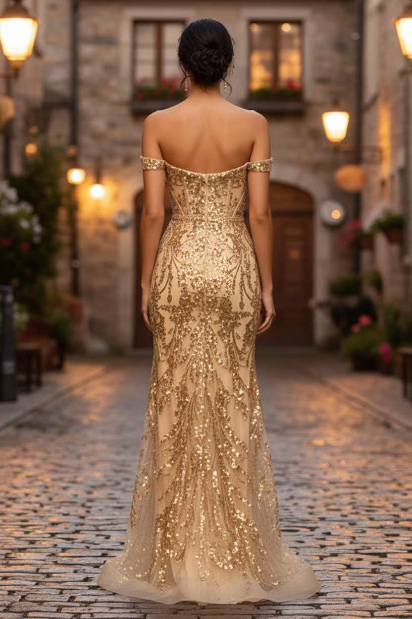 Off-Shoulder Appliques Mermaid Prom Dress