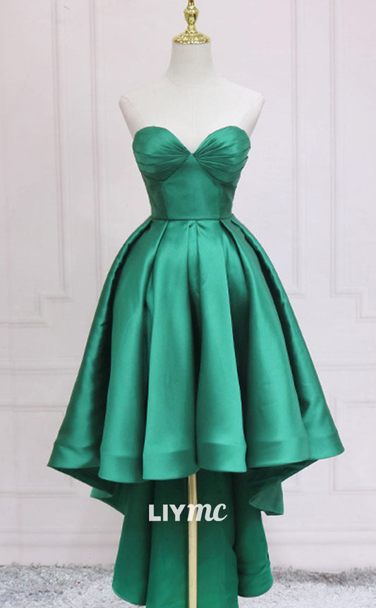 LP1881 - Simple Sweetheart Neck Green High Low Prom Dress, Green Prom Dress