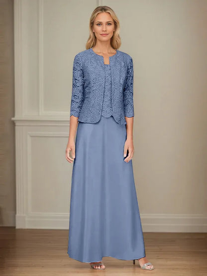 Glitter Lace & Satin Skirt Jacket Dress with Open Jacket