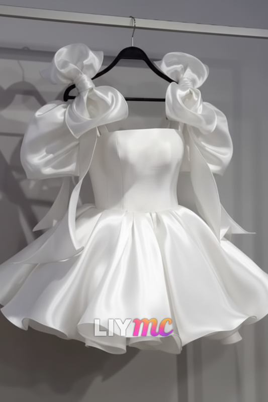 Square Bow A-Line Short Party Dress