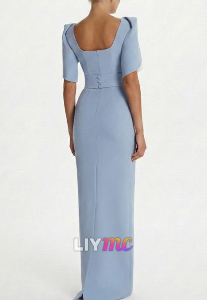 Square Short Sleeves Evening Dress Mermaid Mother of Bride Dress