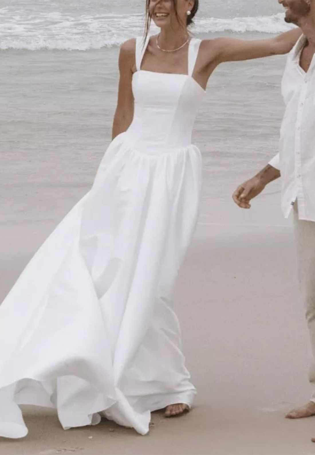 Square Sleeveless Sleek A-Line Satin Wedding Dress