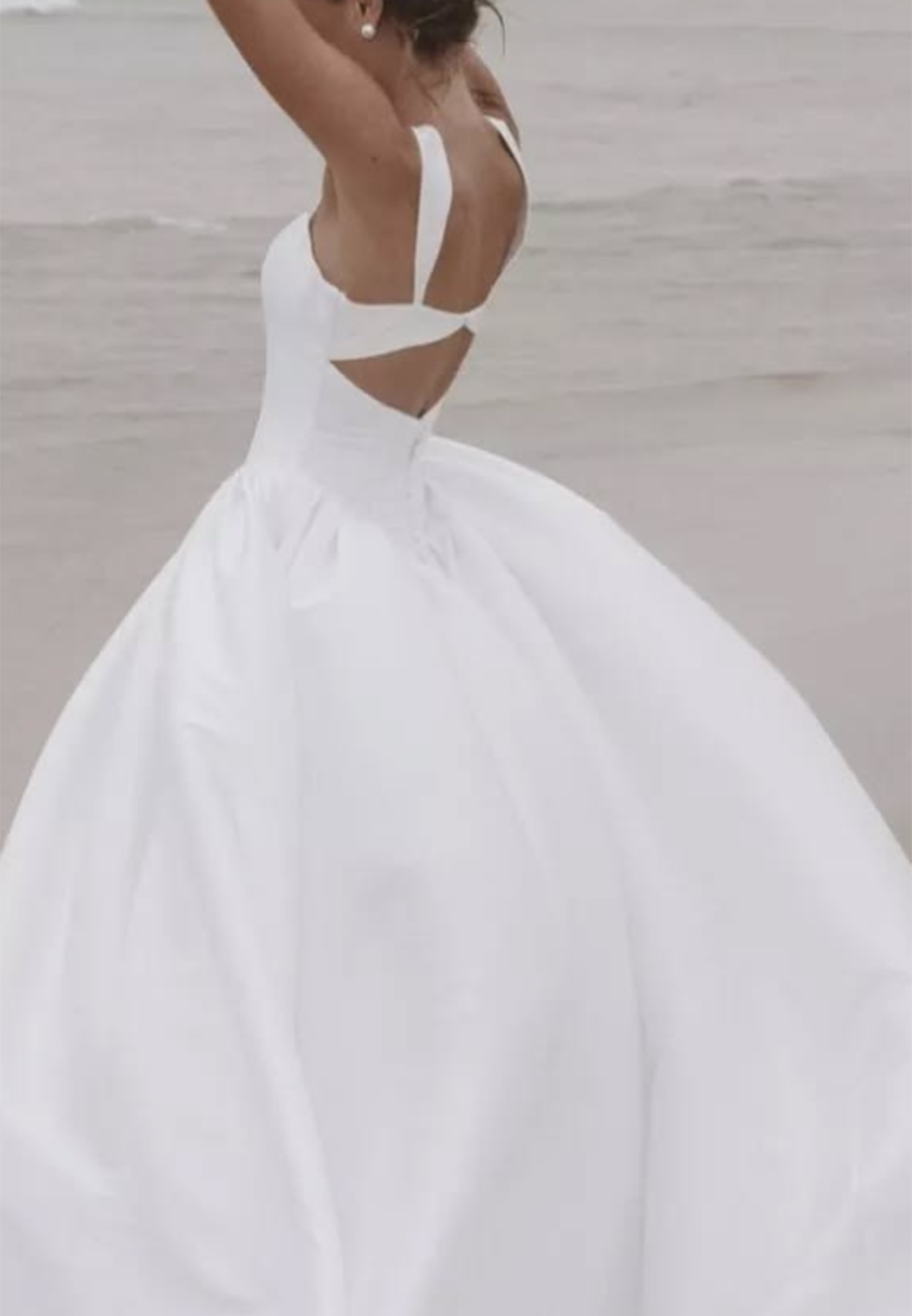 Square Sleeveless Sleek A-Line Satin Wedding Dress
