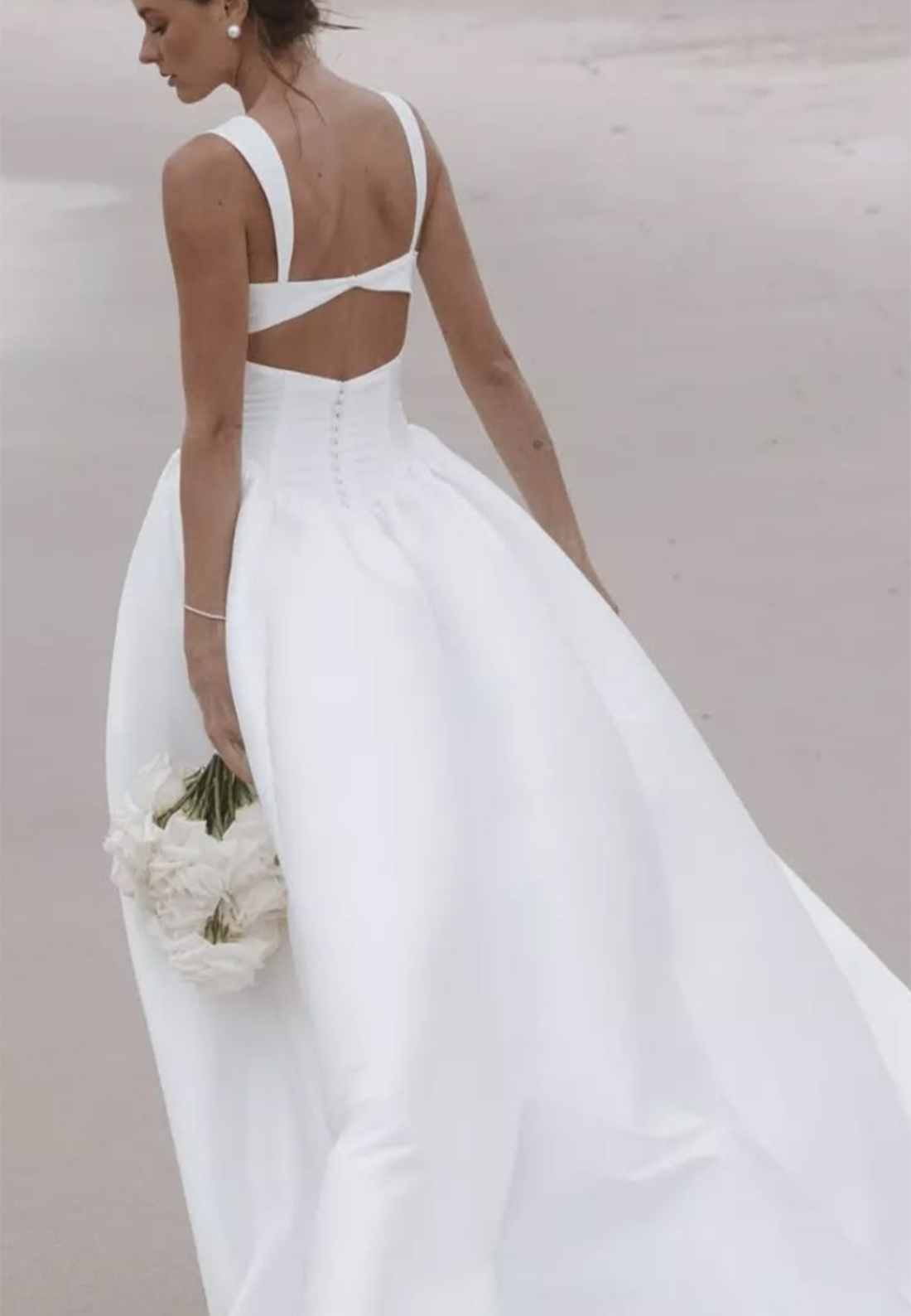 Square Sleeveless Sleek A-Line Satin Wedding Dress