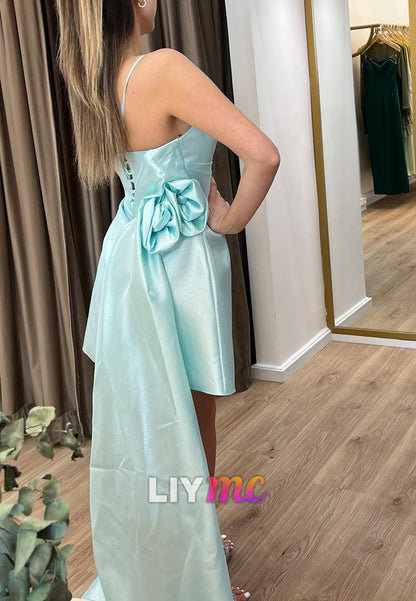 Square Spaghetti Straps A-Line Party Homecoming Dress
