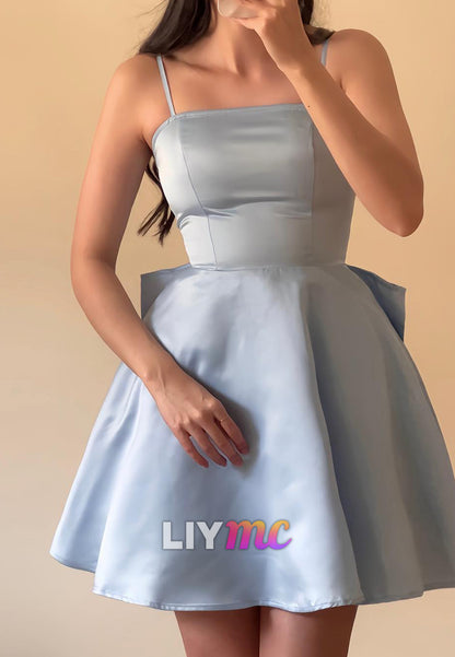 Square Spaghetti Straps Sleek A-Line Short Party Homecoming Dress