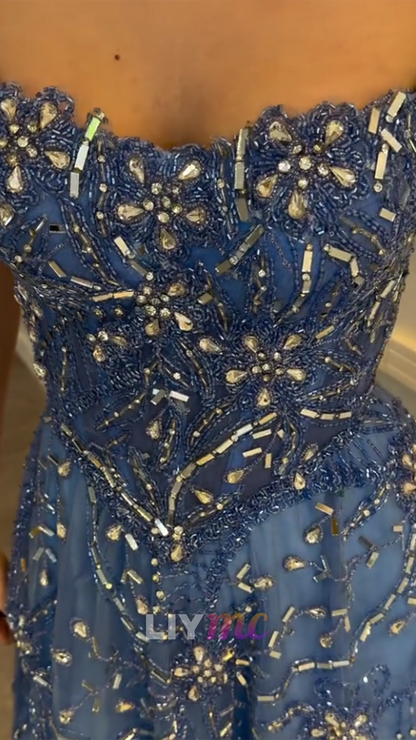 Square Straps Beaded Embroidery A-Line Prom Dress