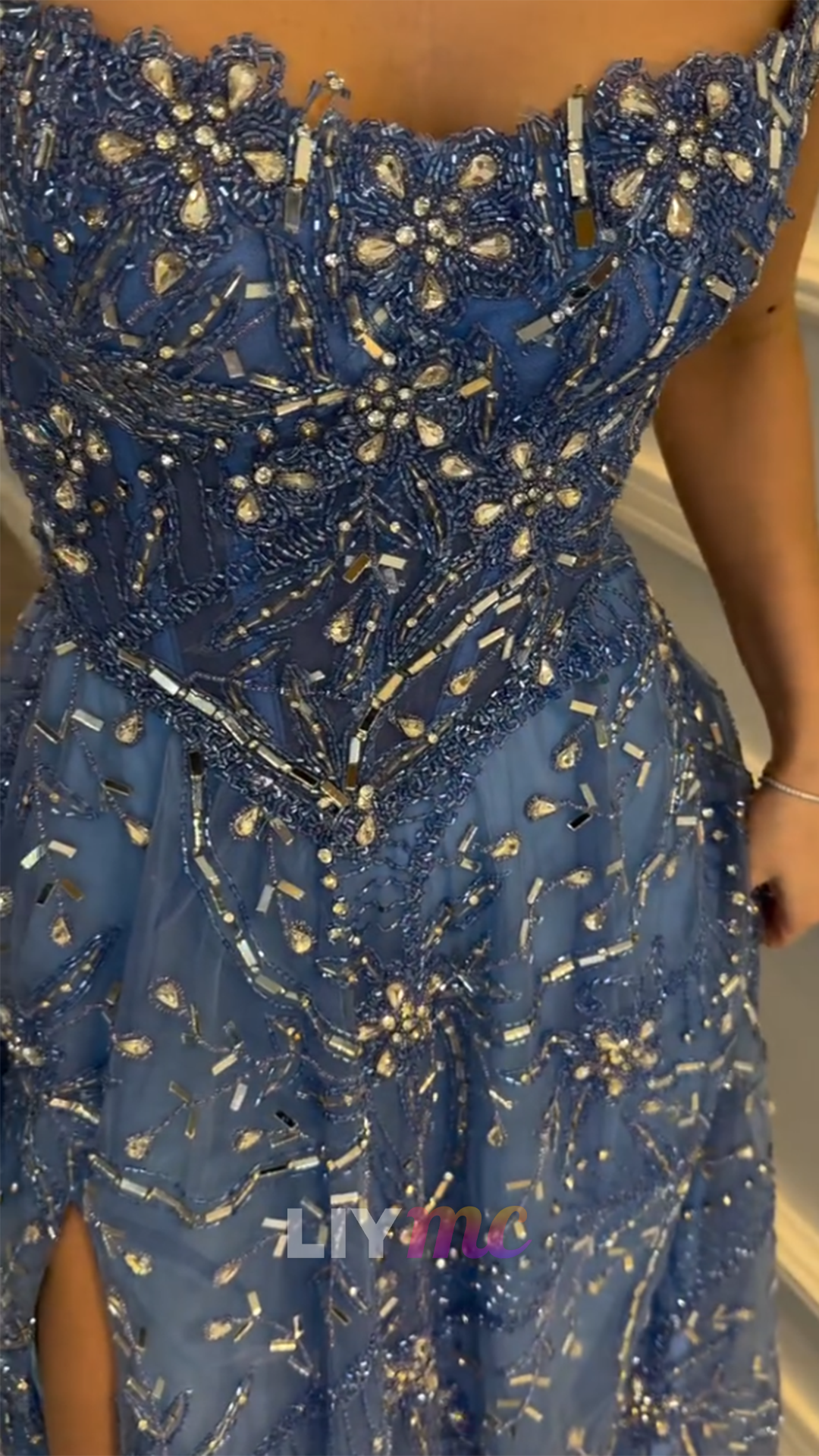 Square Straps Beaded Embroidery A-Line Prom Dress