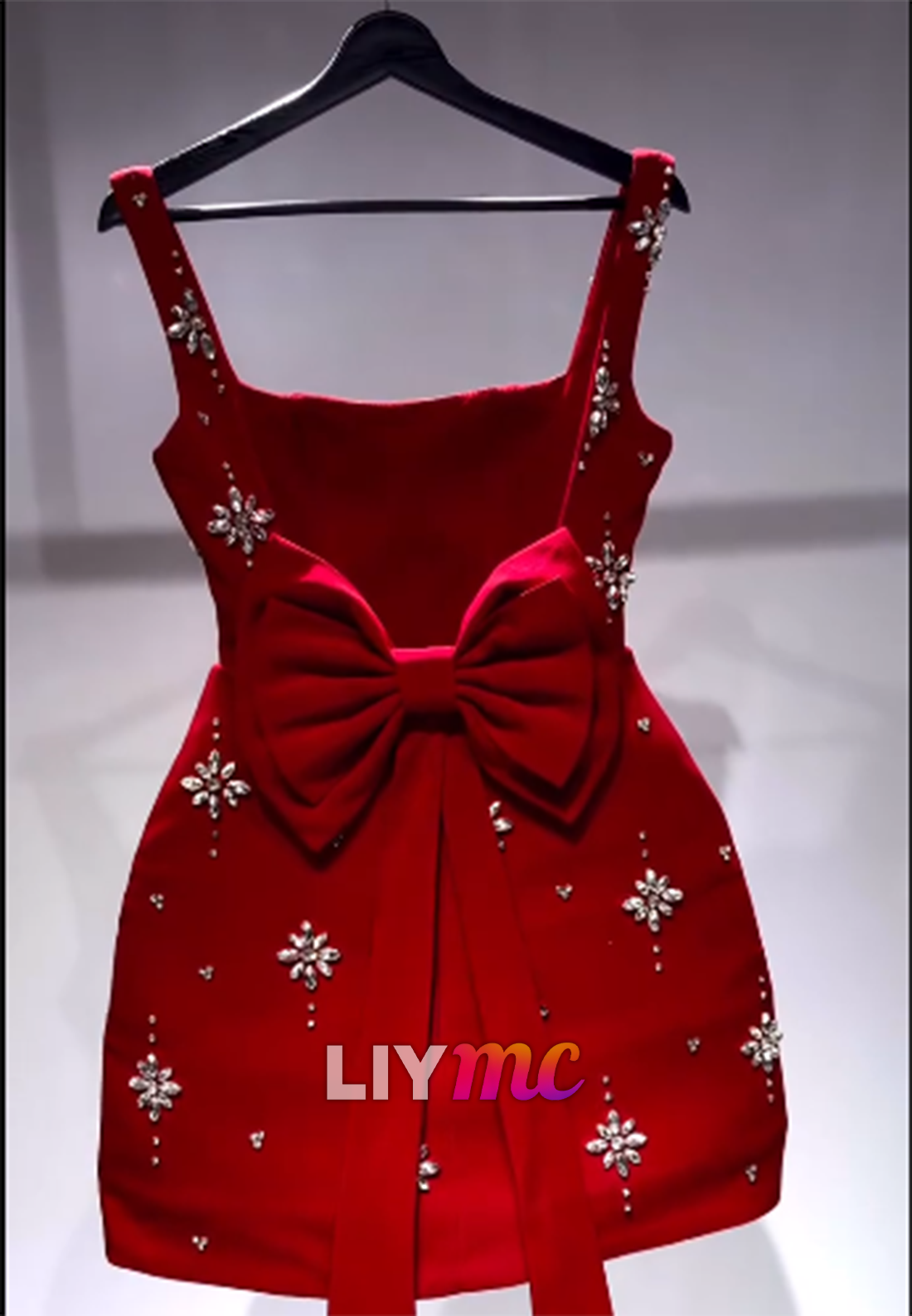 Square Straps Beaded Short A-Line Party Dress