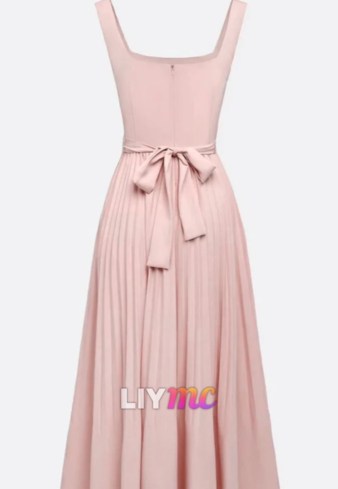 Square Straps Pleated A-Line Wedding Guest Dress