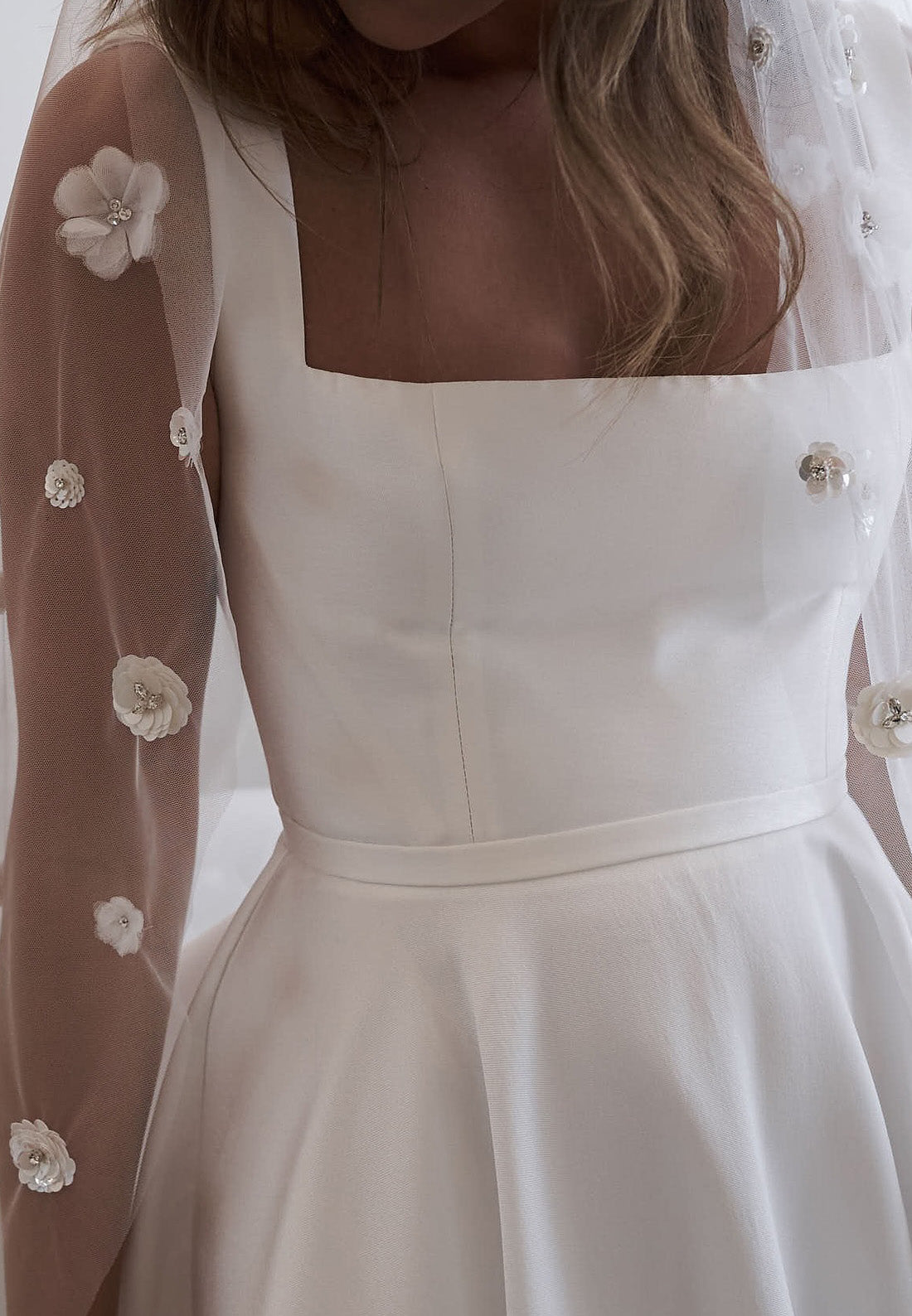 Square Straps Pleated Satin Simple A-Line Wedding Dress