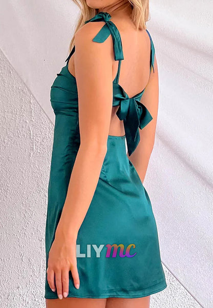 Square Straps Sleek A-Line Mini Party Homecoming Dress