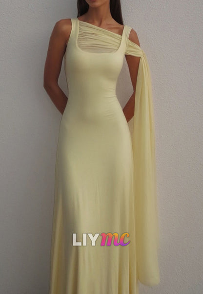 Square Straps Sleek A-Line Simple A-Line Prom Dress