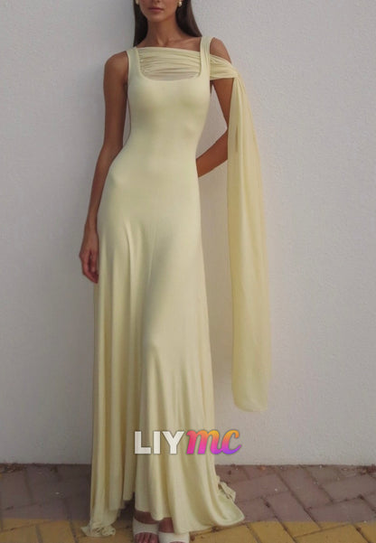 Square Straps Sleek A-Line Simple A-Line Prom Dress