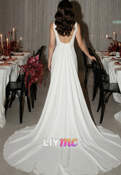 Square Straps Sleek Mermaid Wedding Dress