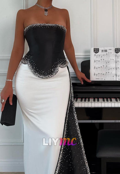Straight Across Corset Sleeveless Fitted Mermaid Evening Dress