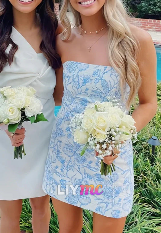 Straight Across Floral Printed A-Line Homecoming Dress