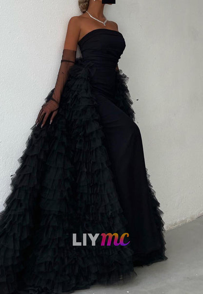 Straight Across Prom Dress Sleeveless Ball Gown Evening Dress