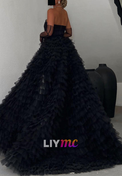 Straight Across Prom Dress Sleeveless Ball Gown Evening Dress