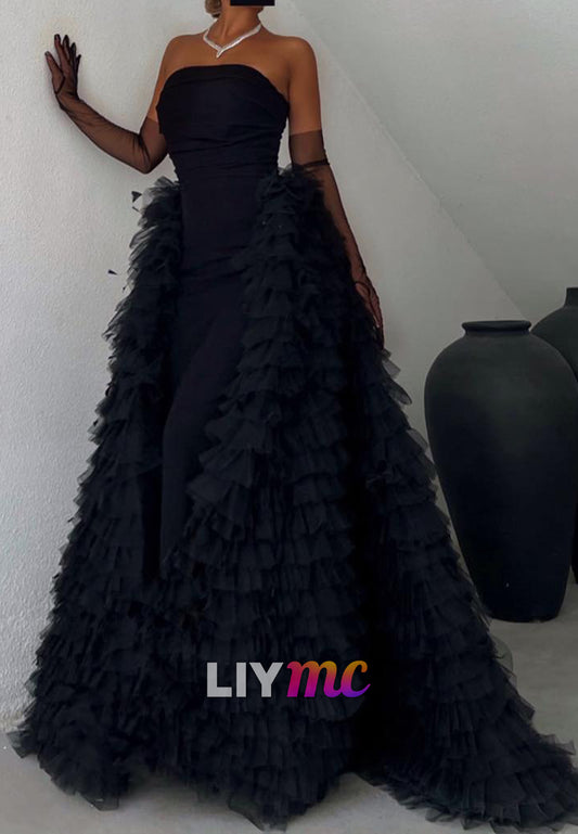 Straight Across Prom Dress Sleeveless Ball Gown Evening Dress