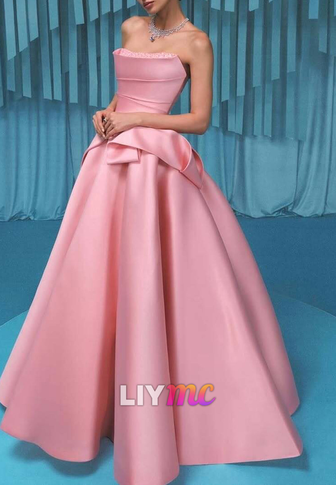 Straight Across Satin A-Line Evening Dresss