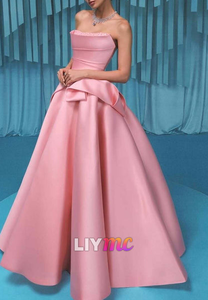 Straight Across Satin A-Line Evening Dresss