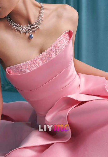 Straight Across Satin A-Line Evening Dresss