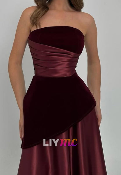 Straight Across Sleeveless A-Line Evening Dress