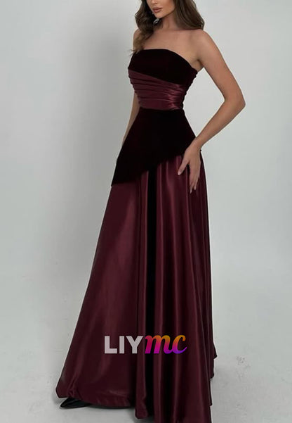 Straight Across Sleeveless A-Line Evening Dress