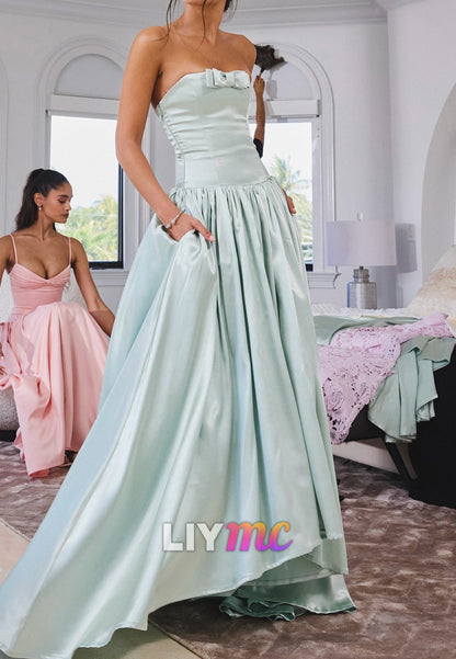 Straight Across Sleeveless A-Line Prom Dress
