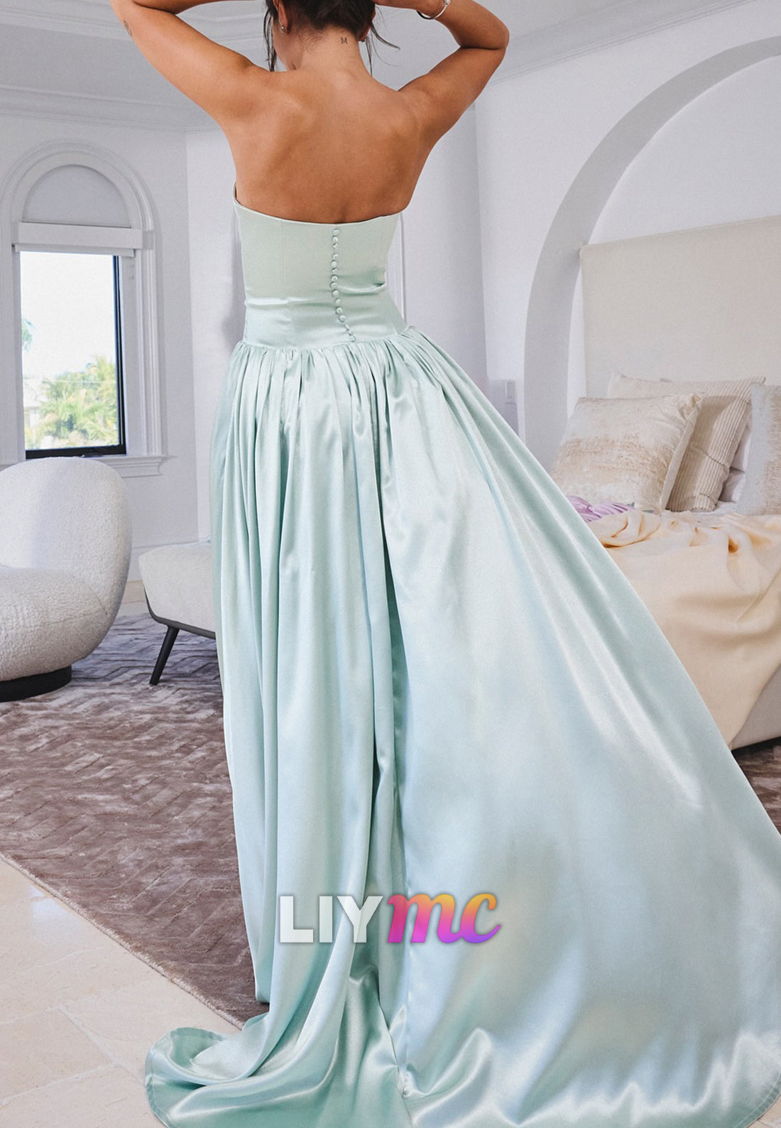 Straight Across Sleeveless A-Line Prom Dress