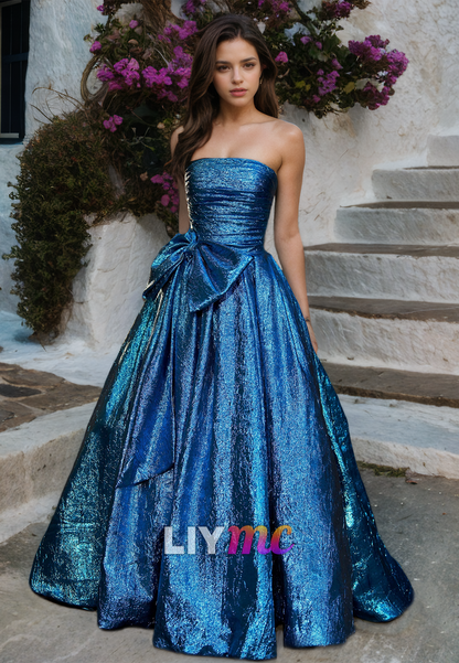 Straight Across Sleeveless Bowknot A-Line Prom Dress