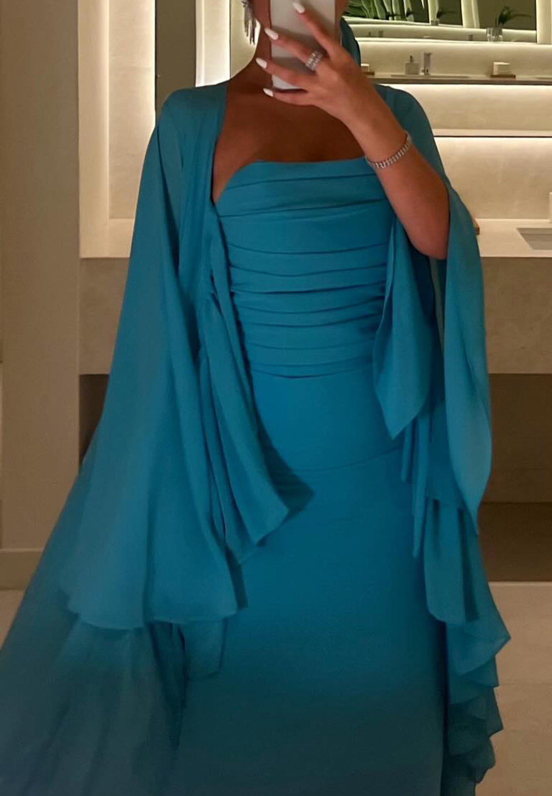 Straight Across Sleeveless Pleated Mermaid Formal Dress