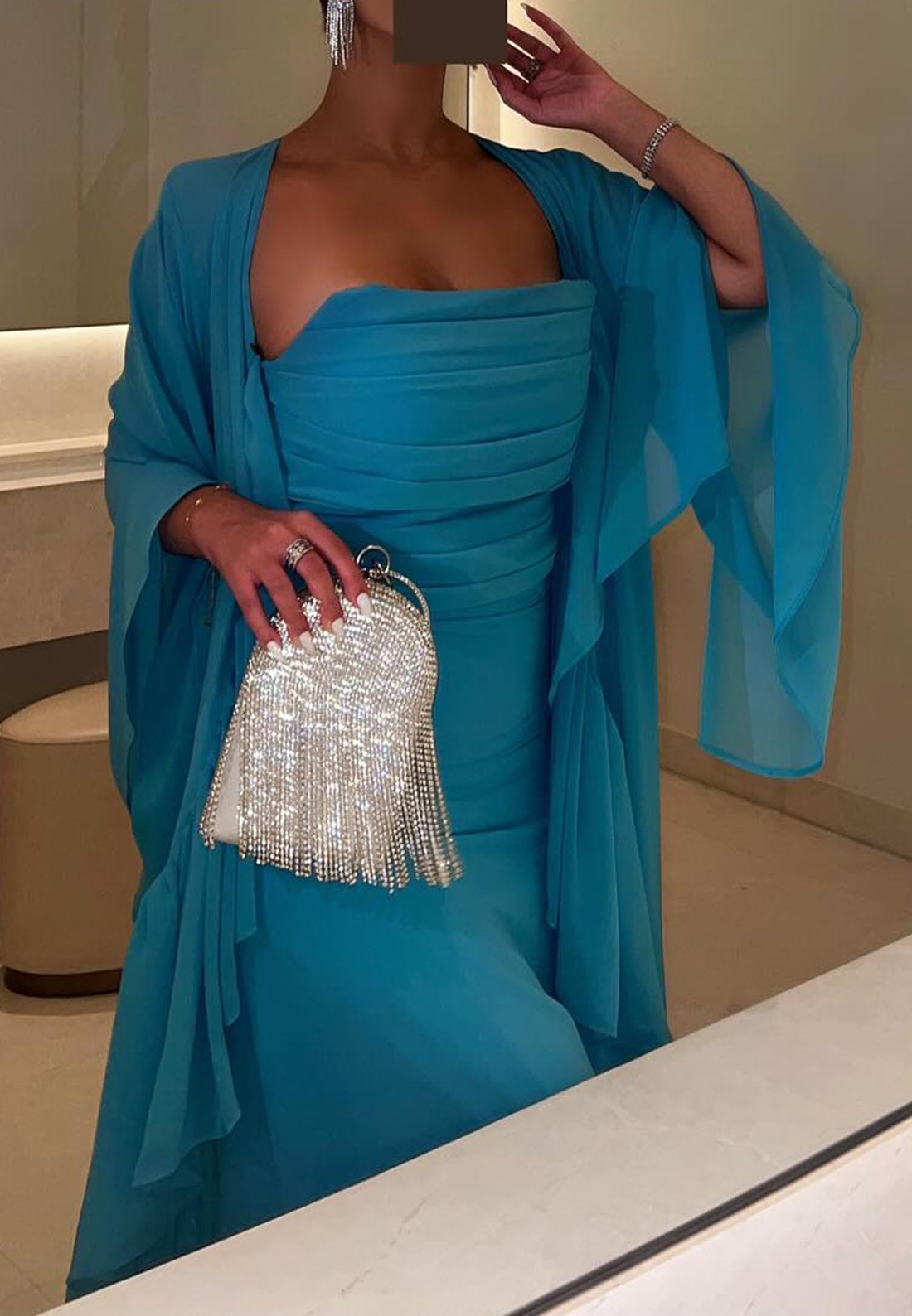 Straight Across Sleeveless Pleated Mermaid Formal Dress