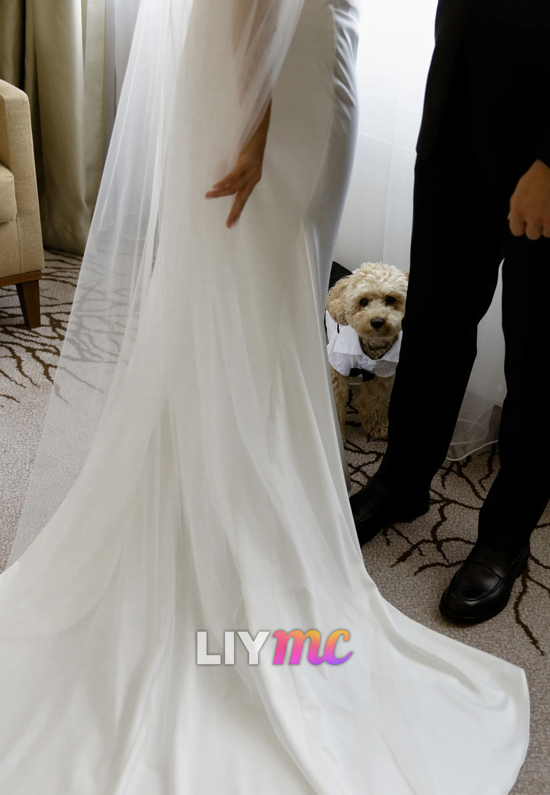 Straight Across Sleeveless Pleated Sleek Satin Mermaid Wedding Dress