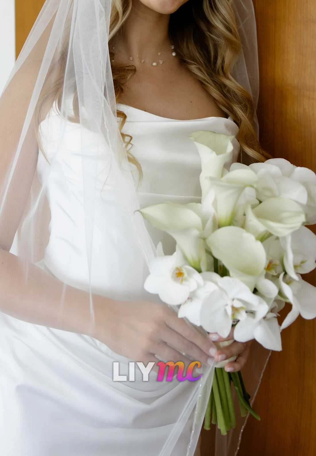 Straight Across Sleeveless Pleated Sleek Satin Mermaid Wedding Dress