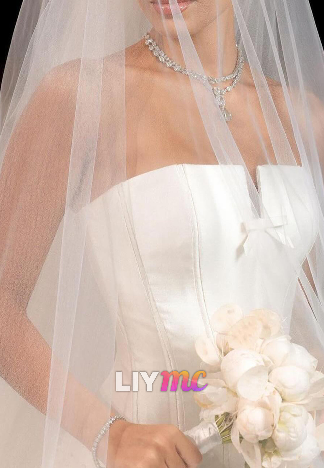 Straight Across Sleeveless Tulle Ball Gown Wedding Dress