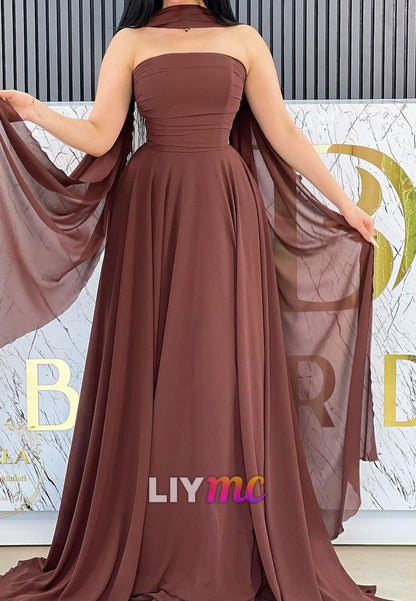 Straight Across Sleeveless Wedding Guest A-Line Formal Dress