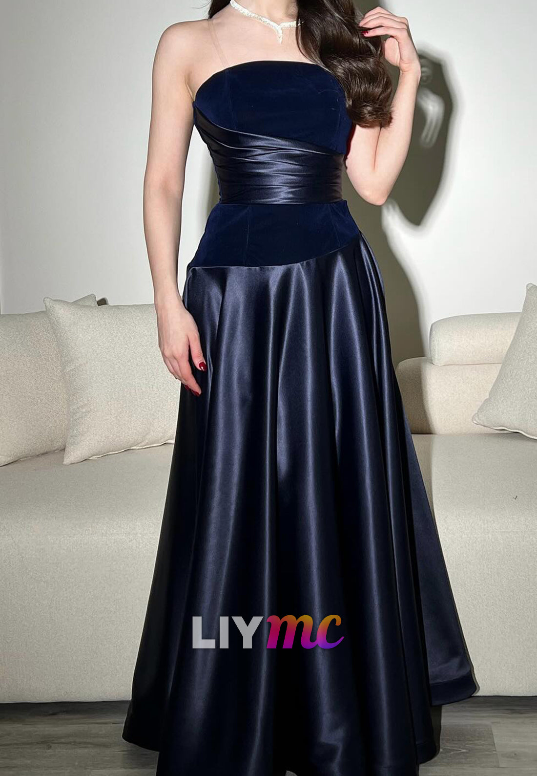 Straight Across Sleeves Sleek Satin A-Line Evening Dress