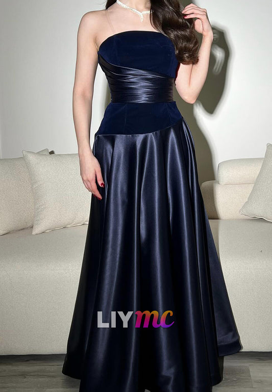 Straight Across Sleeves Sleek Satin A-Line Evening Dress