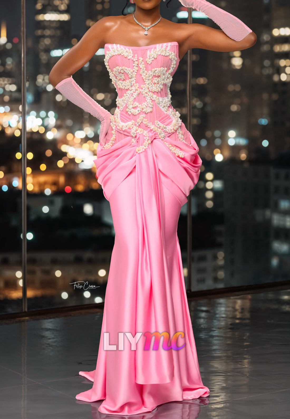 Strapless Appliques Sleeveless Corseet Mermaid Prom Dress for Black Girls