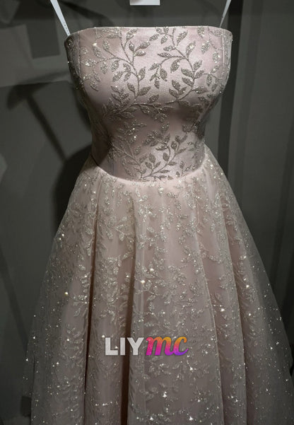 Strapless Beaded Embroidery A-Line Sparkly Wedding Dress