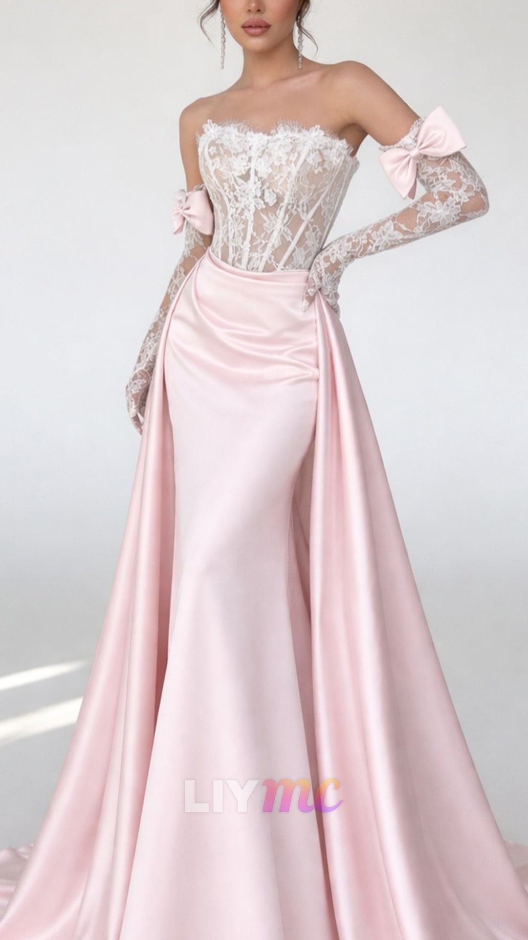 Strapless Lace Appliques Corset Mermaid Prom Dress