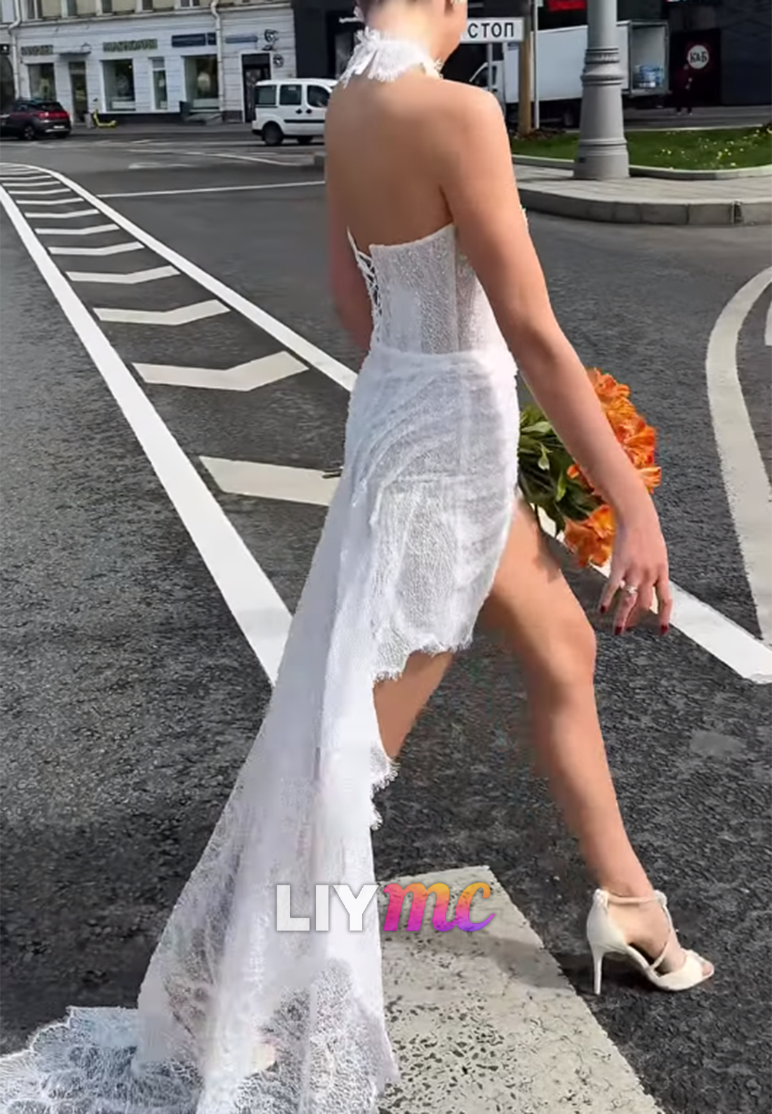 Strapless Sequins Appliques Sheath Short Wedding Dress