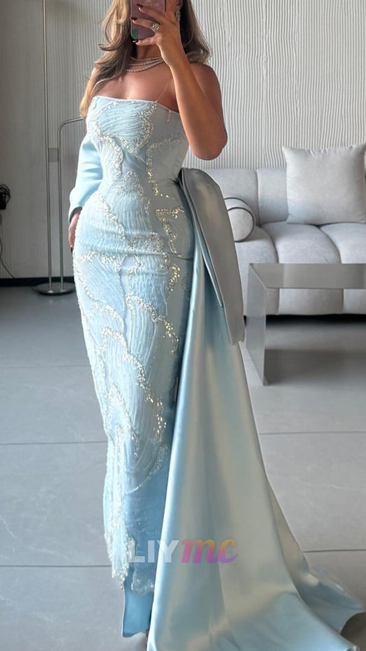 Strapless Sleeveless Appliques Mermaid Prom Dress