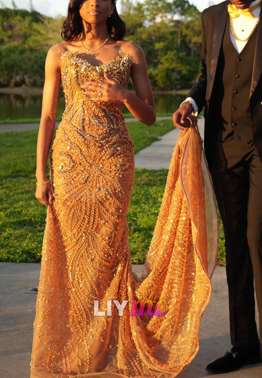Strapless Sleeveless Beaded Embroidery Mermaid Prom Dress