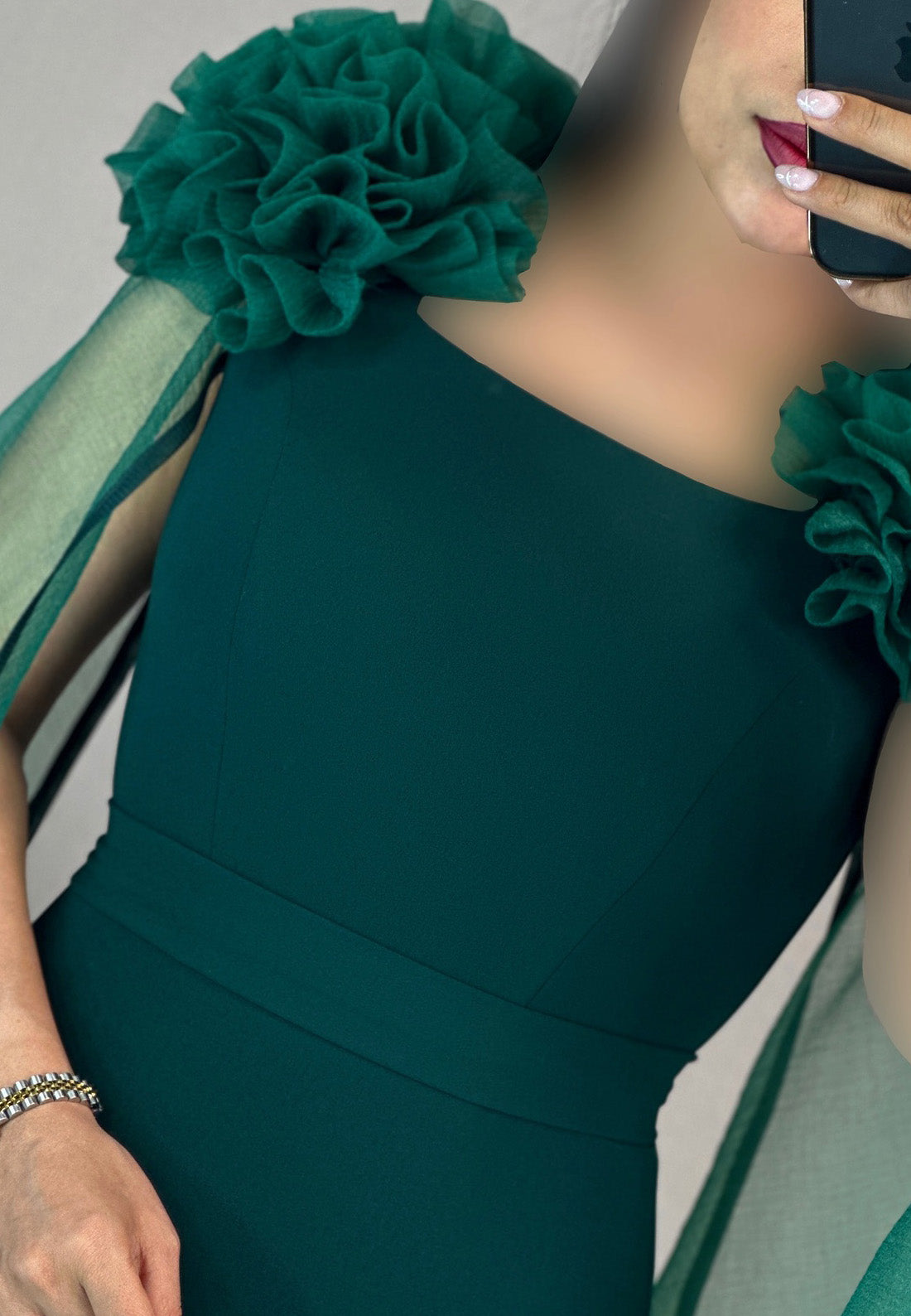 Scoop Long Sleeves Floral Mermaid Knee-Length Mother of Bride Dress