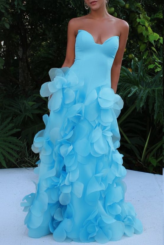 Sweetheart 3D Floral Party Dress Sleeveless Sheath Evening Dress