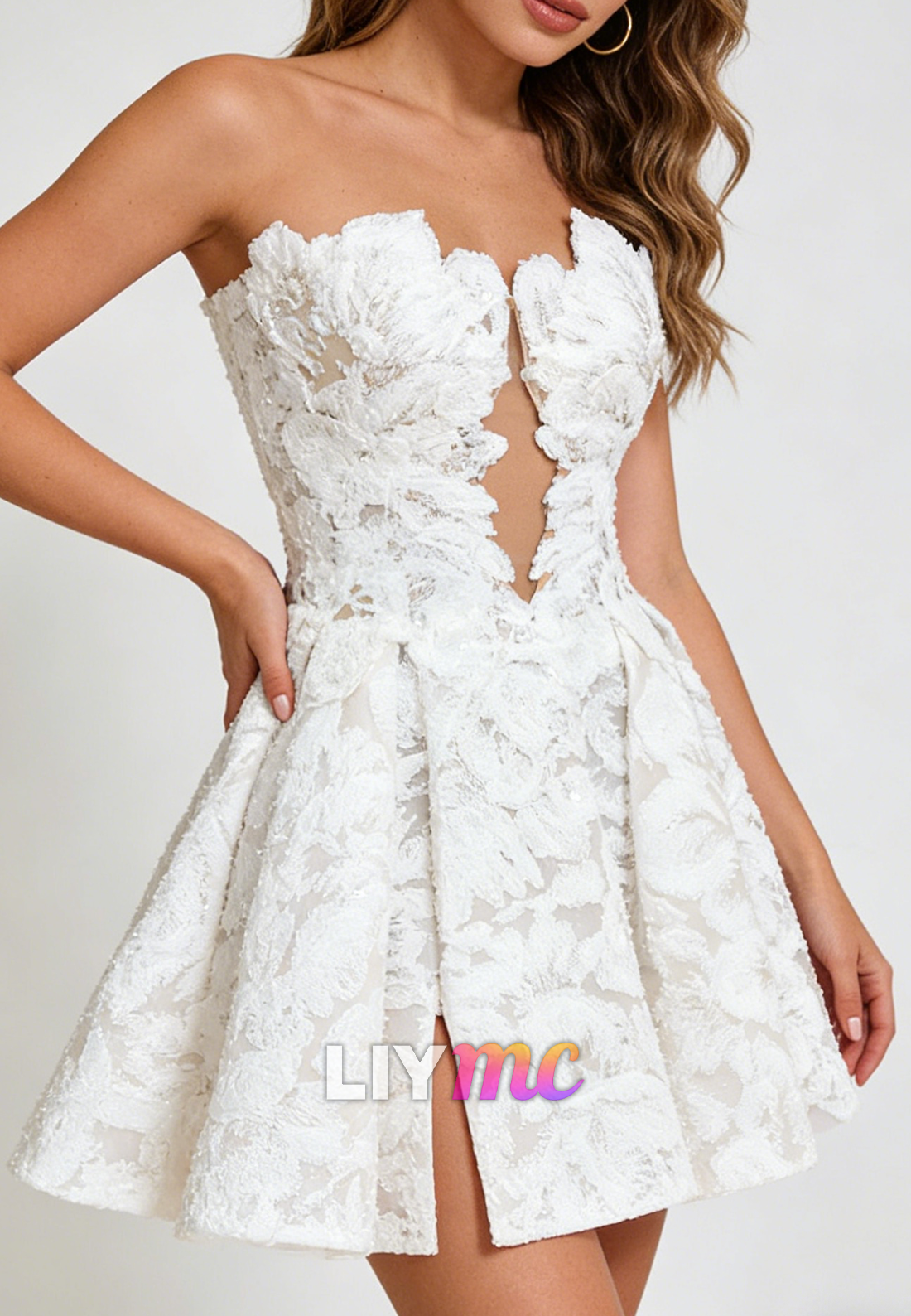 Sweetheart Appliquees A-Line Short Wedding Dress