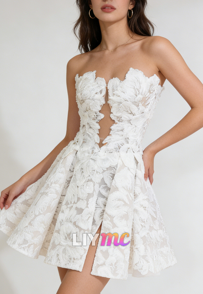 Sweetheart Appliquees A-Line Short Wedding Dress